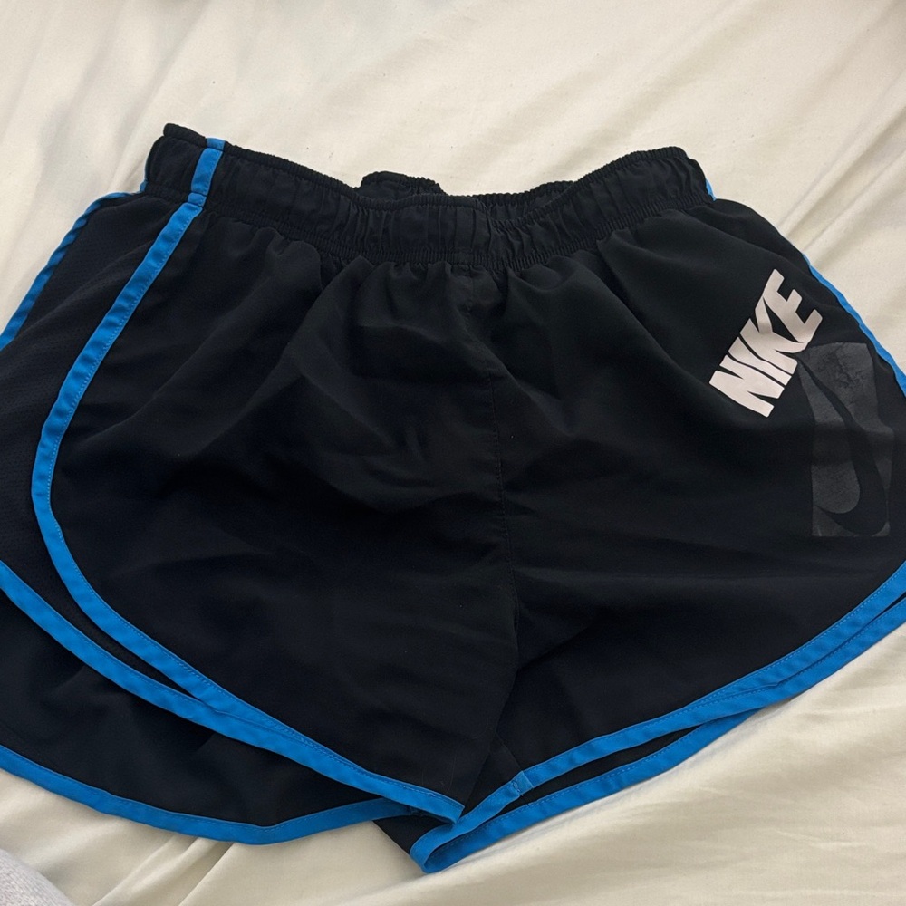 Nike Women's Athletic Shorts in Black with Blue Trim
